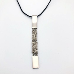 純銀黏土時尚長版項鍊 - 針筒拉花 純銀黏土時尚長版項鍊 - 針筒拉花