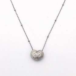 純銀黏土中空霧面項鍊 - 小愛心 純銀黏土中空霧面項鍊 - 小愛心