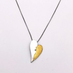 純銀黏土結合金箔項鍊 - 愛心 純銀黏土結合金箔項鍊 - 愛心