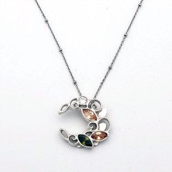 純銀黏土寶石項鍊 - 針筒拉花 - 彎月 純銀黏土寶石項鍊 - 針筒拉花 - 彎月