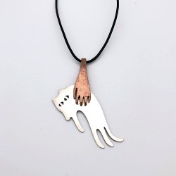 純銀黏土結合純銅黏土可動式項鍊 - 貓咪 純銀黏土結合純銅黏土可動式項鍊 - 貓咪