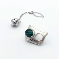 純銀黏土寶石領帶別針 - 貓咪 純銀黏土寶石領帶別針 - 貓咪