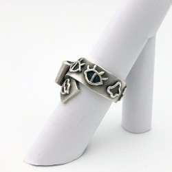 純銀黏土寬版戒指 - 針筒拉花 - 印象派 純銀黏土寬版戒指 - 針筒拉花 - 印象派