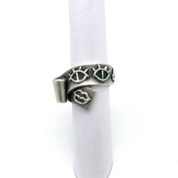 純銀黏土寬版戒指 - 針筒拉花 - 印象派 純銀黏土寬版戒指 - 針筒拉花 - 印象派