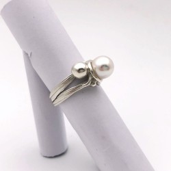 純銀黏土珍珠戒指 - 針筒拉花 - 小瓢蟲 純銀黏土珍珠戒指 - 針筒拉花 - 小瓢蟲