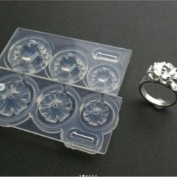 純銀黏土工具 - 花卉圖案矽膠模型 - 立體花附花蕊