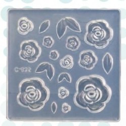 純銀黏土工具 - 花卉圖案矽膠模型 - 玫瑰花