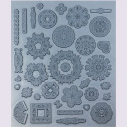 純銀黏土工具 - 刺繡圖案橡膠模型印章